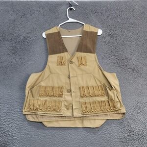 Duxbak Vest Mens Large Beige Mesh Lined Hunting Shooting Shell Pockets Canvas